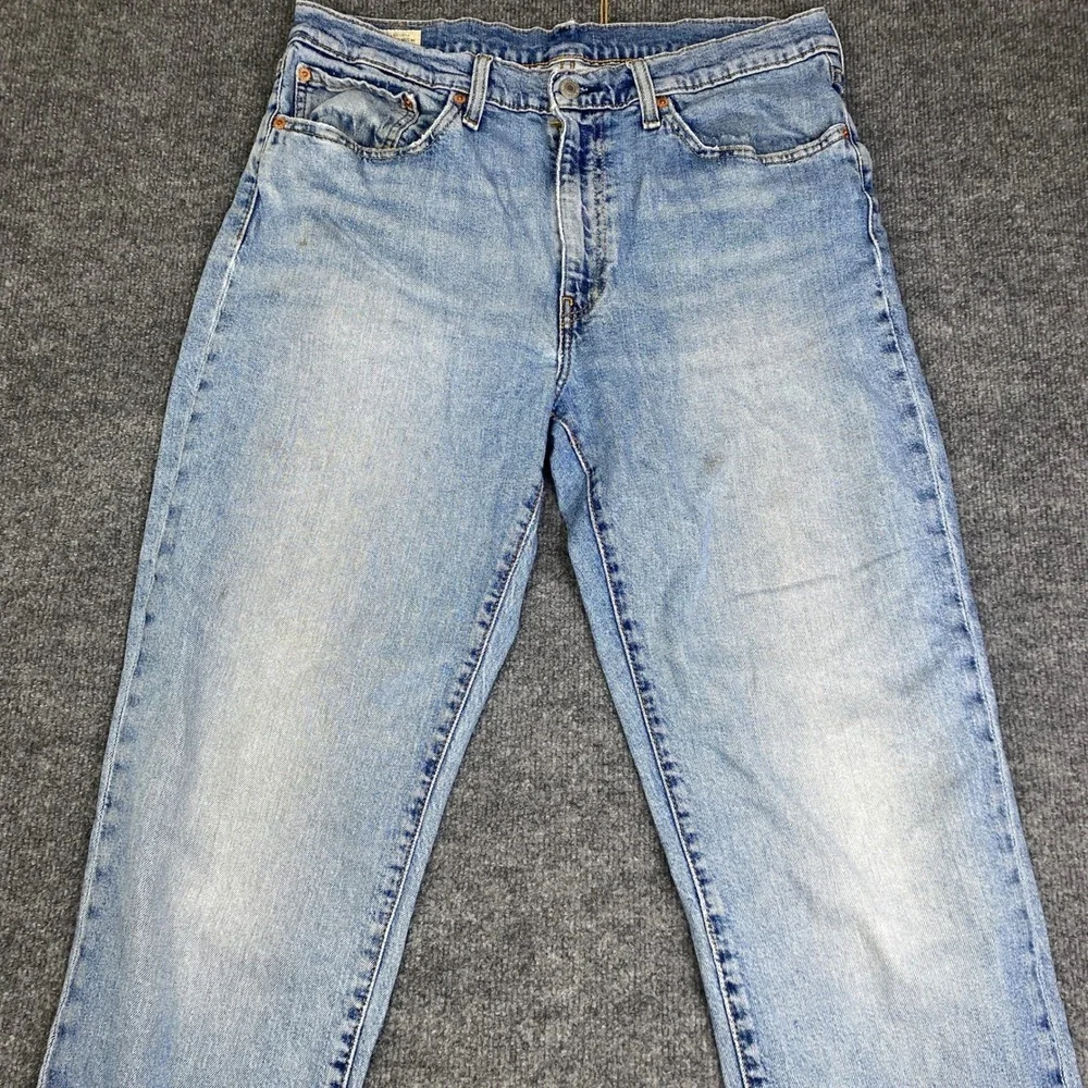 Levis Premium 514 Straight Fit Light Wash Blue Denim Jeans Mens 36x32